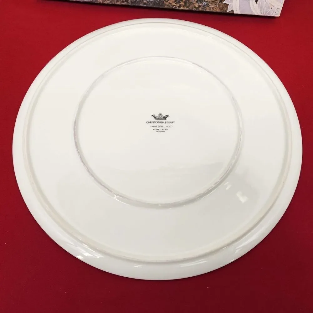 Christopher Stuart Cake Platter w/Server Royal Gold Bone China Cookie Plate